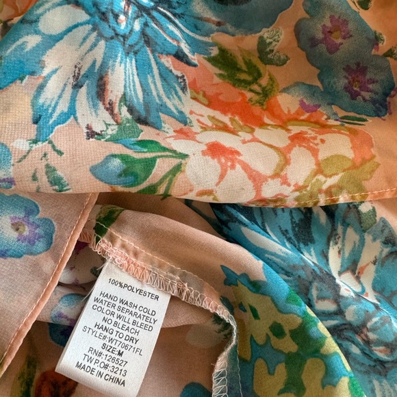 🛍️SALE🛍️ Sis Sis Sheer Long Sleeve Floral Peplum Waist Blouse - Picture 6 of 7